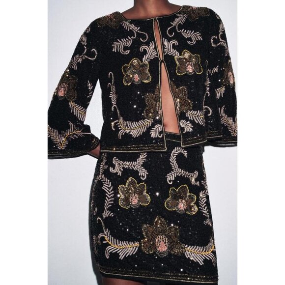 ZARA EMBROIDERED CAPE JACKET - Picture 7 of 9